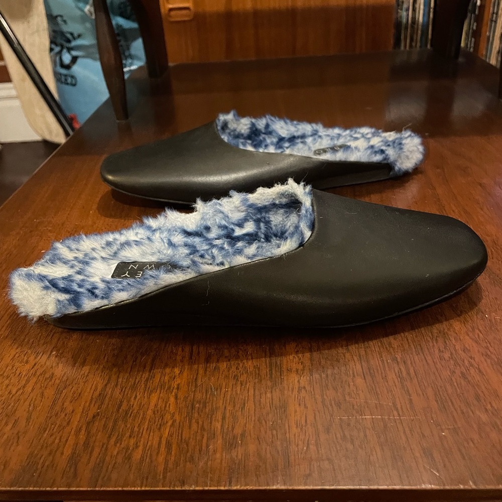 Free People SYDNEY BROWN Vegan Leather Faux Fur Lined Mule Flat Slide
